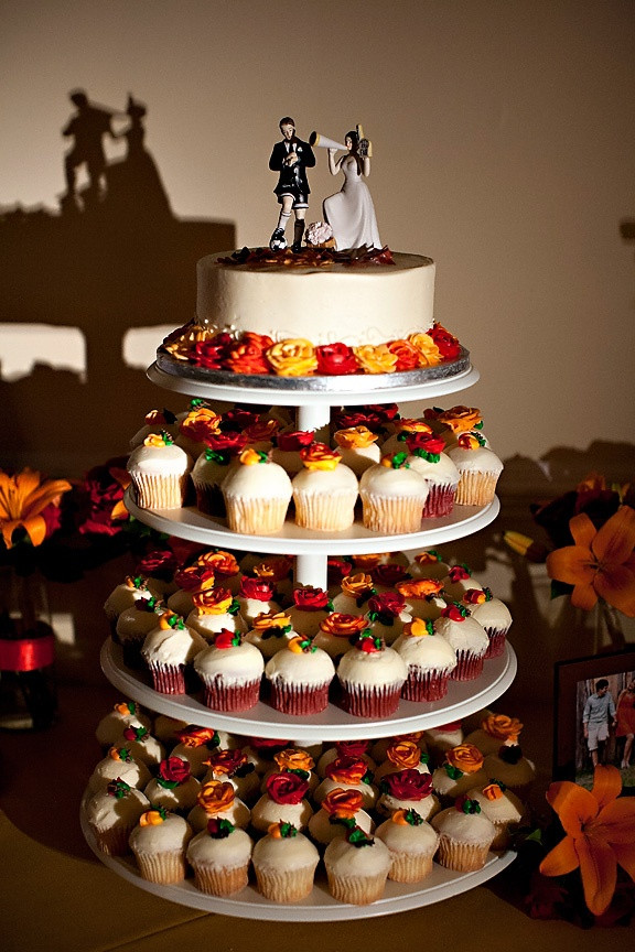 Holiday Market Wedding Cakes
 Small cake and cupcake tower instead of traditional