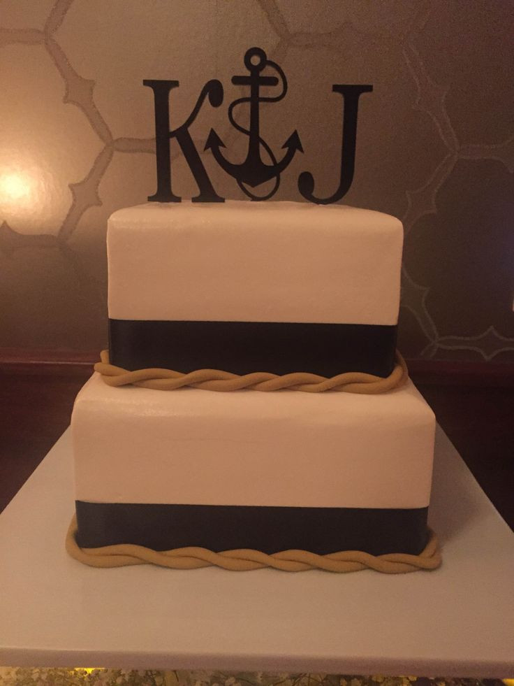 Holiday Market Wedding Cakes
 nautical theme wedding cake with gold rope and custom