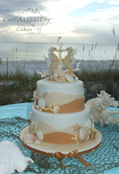 Horse Wedding Cakes
 Sea Horse beach theme wedding cake Cake by curiAUSSIEty