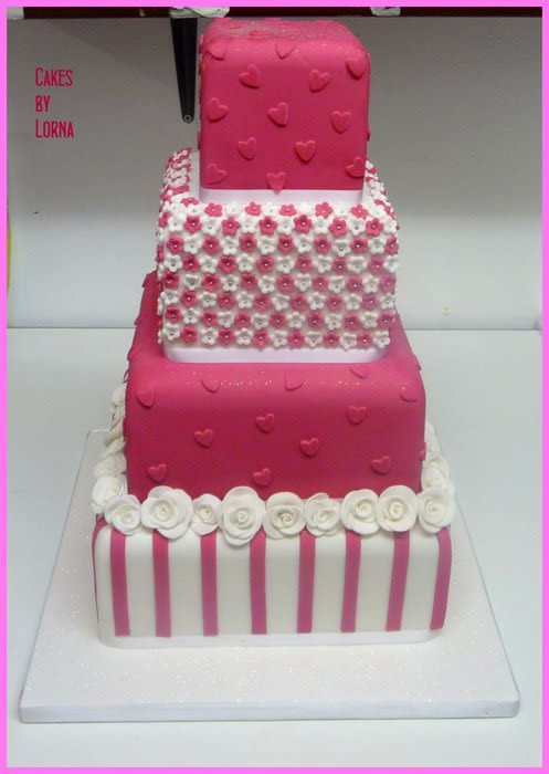 Hot Pink Wedding Cakes
 Hot Pink & White Wedding Cake Cake by Cakes by Lorna