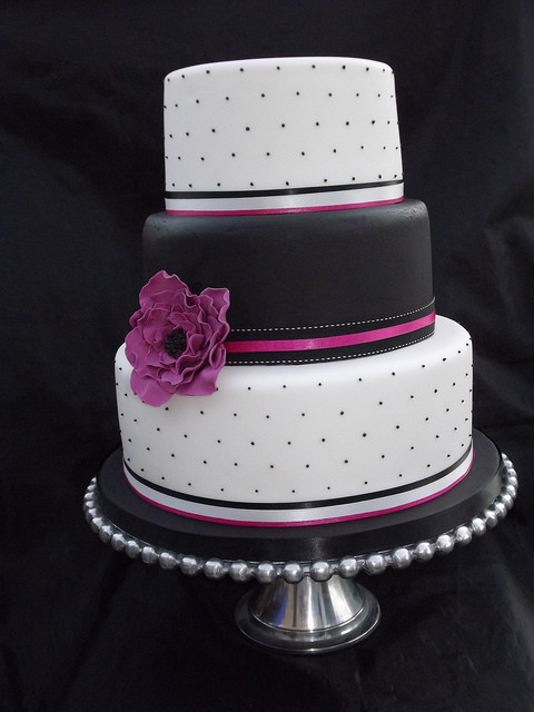 Hot Pink Wedding Cakes
 Hot Pink and Black Wedding Cake