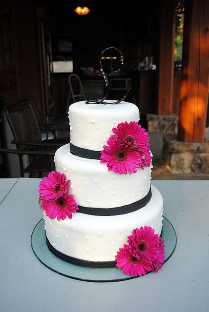 Hot Pink Wedding Cakes
 hot pink daisy wedding cake