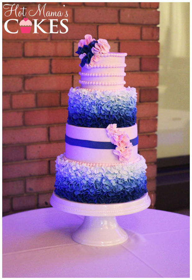 Hot Pink Wedding Cakes
 Navy and Pastel pink Wedding cake by Hot Mama s Cakes