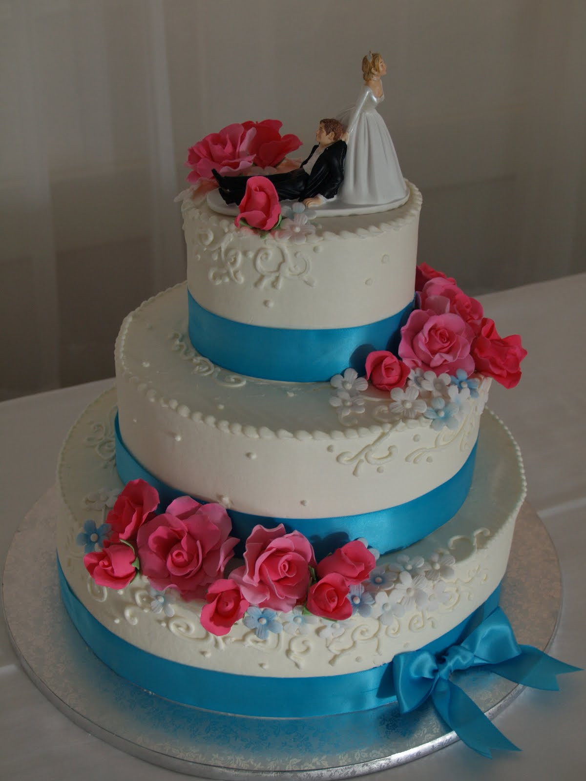 Hot Pink Wedding Cakes
 Becky s Sweets Hot Pink Turquoise wedding cake