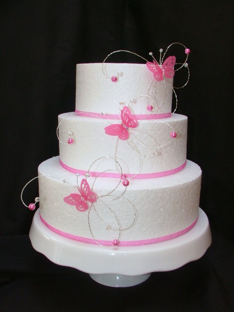 Hot Pink Wedding Cakes
 hot pink fushia crystal Butterfly side wedding cake