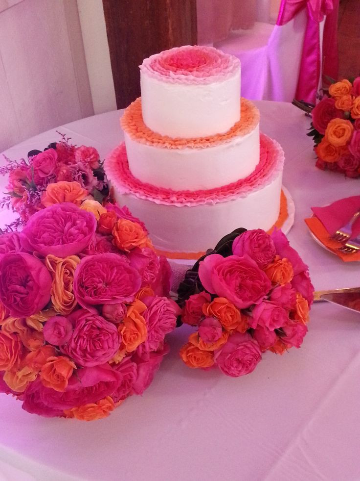 Hot Pink Wedding Cakes
 orange and hot pink wedding cake