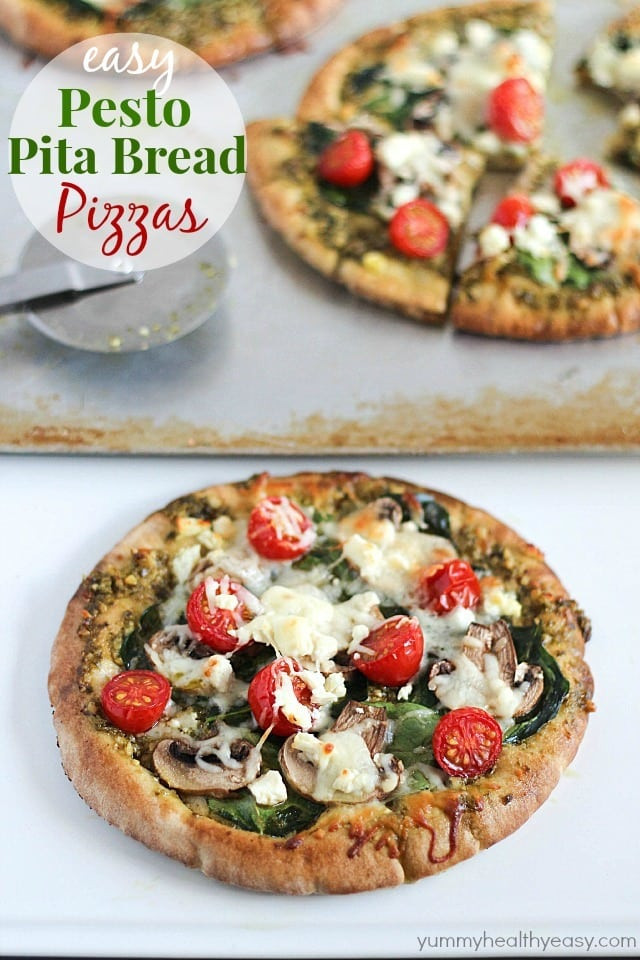 How Healthy Is Pita Bread
 Easy Pesto Pita Bread Pizzas Yummy Healthy Easy