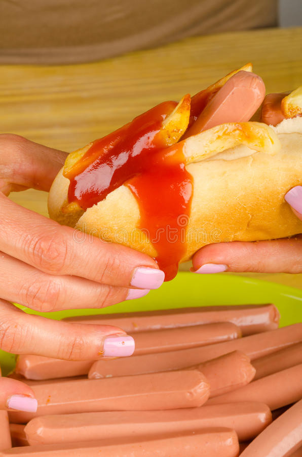 How Unhealthy Are Hot Dogs
 Unhealthy Greasy Hot Dog Stock Image