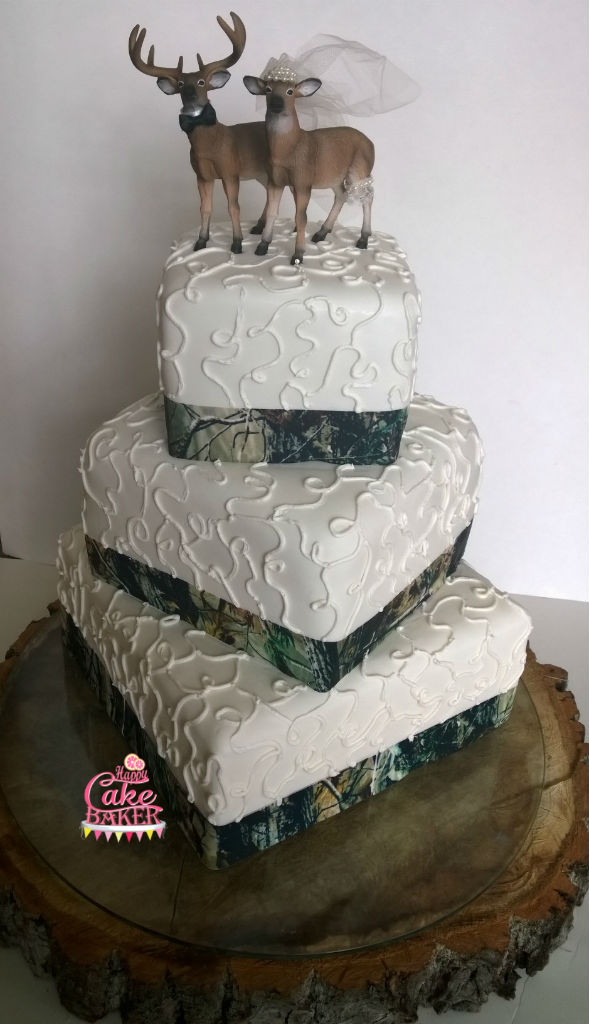 Hunting Wedding Cakes
 Deer and Camo Wedding Cake – Happy Cake Baker