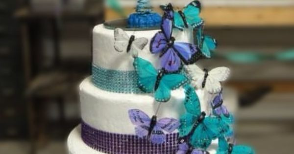 Hy Vee Wedding Cakes
 Purple and Teal Wedding cake Hy Vee cake Butterflies