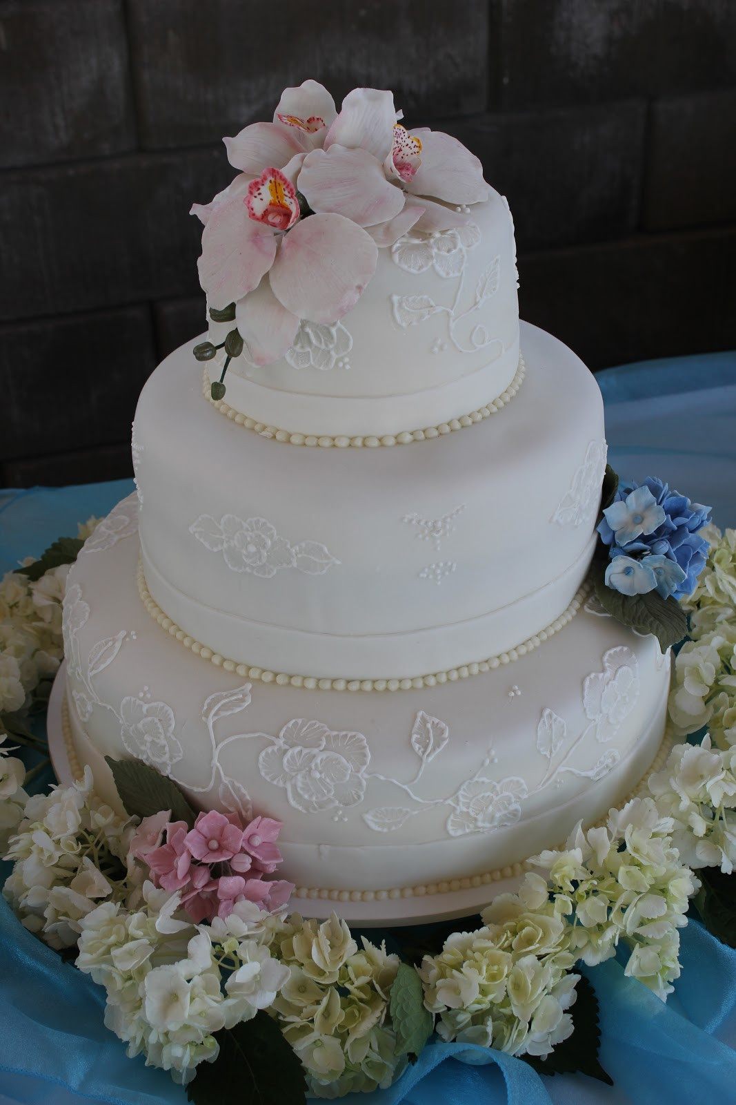 Hydrangeas Wedding Cakes
 S A Cakes Hydrangea & Orchid Wedding Cake