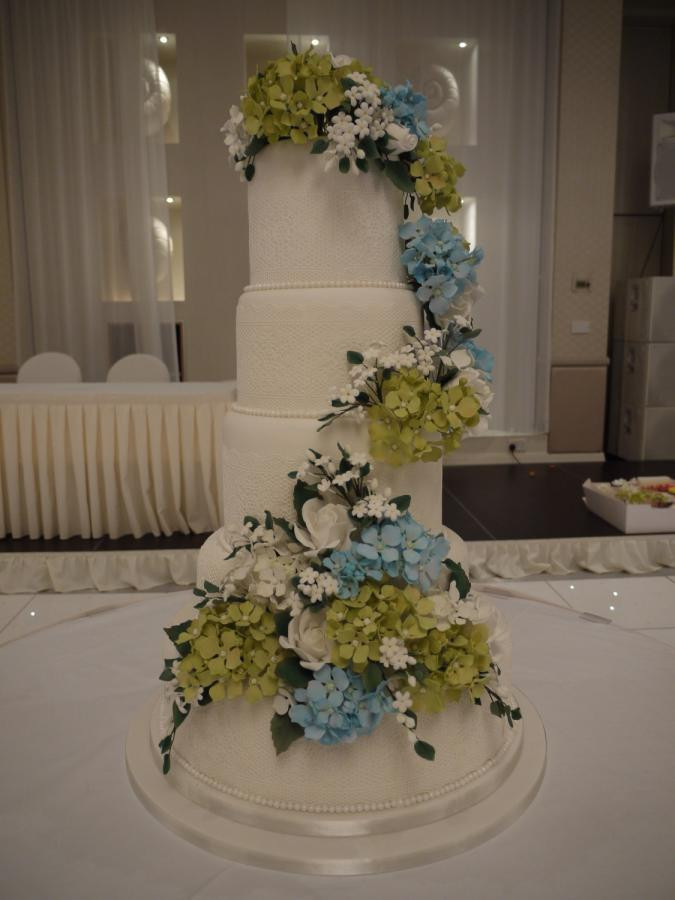 Hydrangeas Wedding Cakes
 Hydrangea wedding cake cake by Galatia CakesDecor