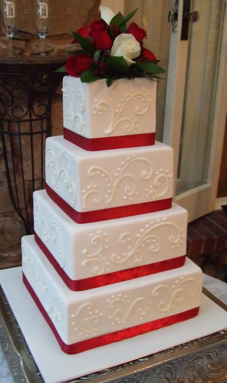 Images Of Wedding Cakes
 Wedding cake with red ribbon