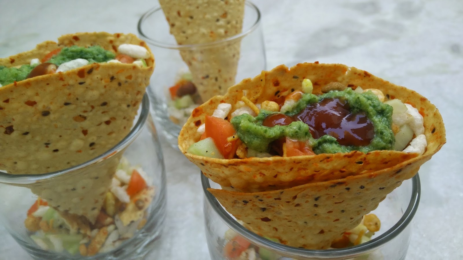 Indian Healthy Recipes
 Masala Papad Cones Recipe Indian Snacks Healthy Kadai