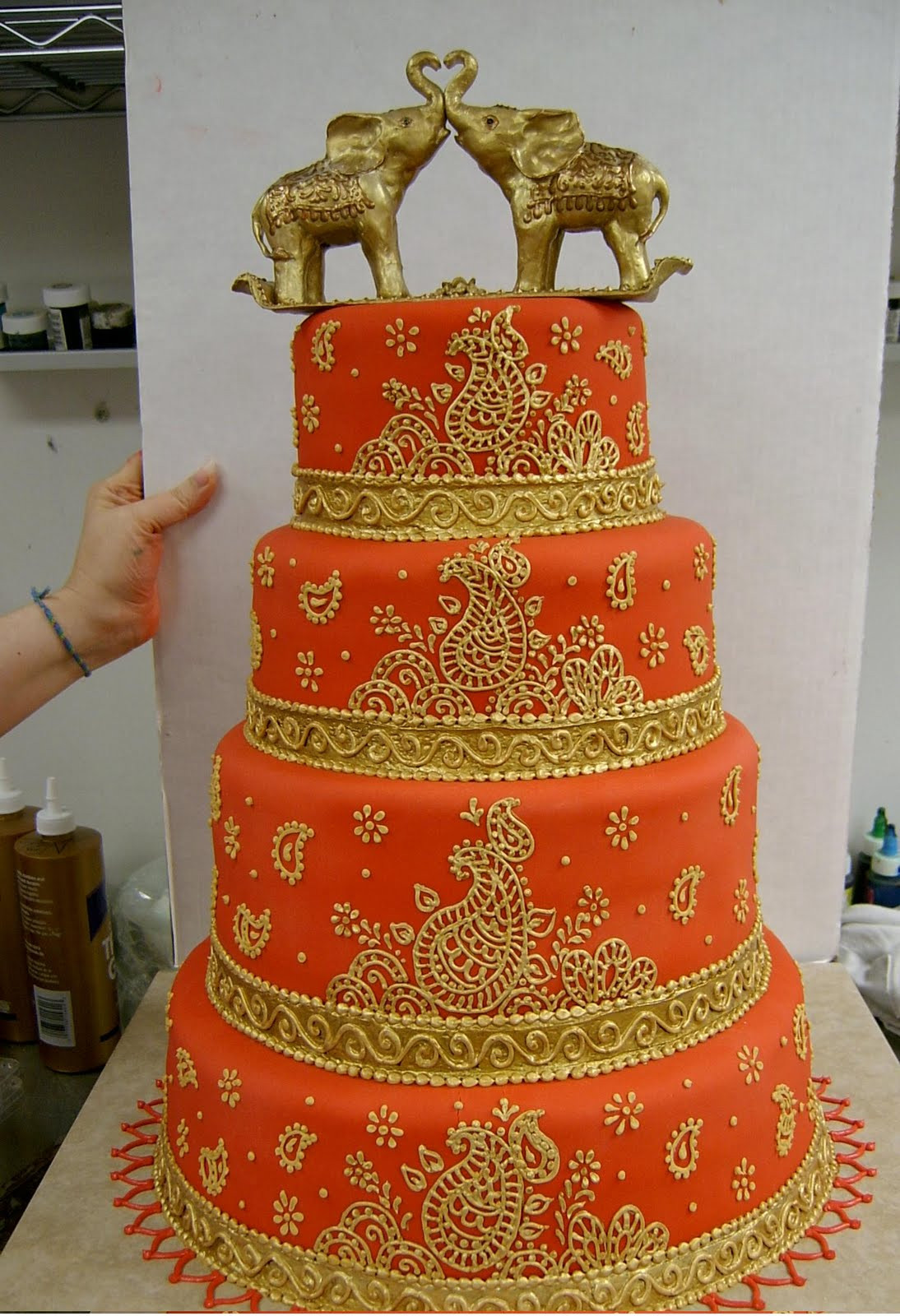 Indian Wedding Cakes
 Indian Wedding Cake Decorated With Mahndi And Elephants