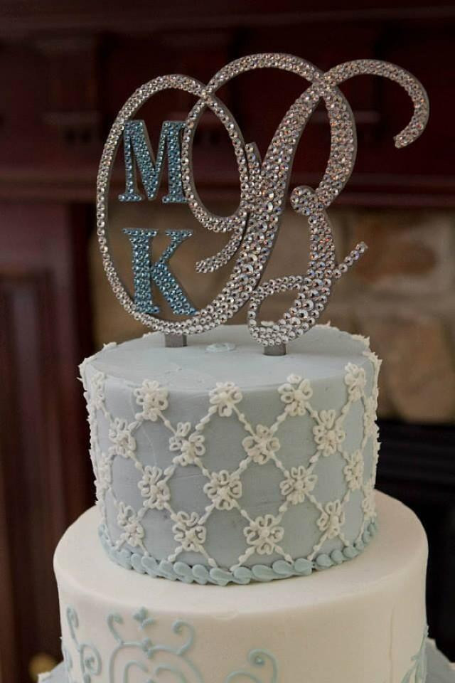 Initial Cake Toppers For Wedding Cakes
 Monogram Wedding Cake Topper Crystal Initial Any Letter A