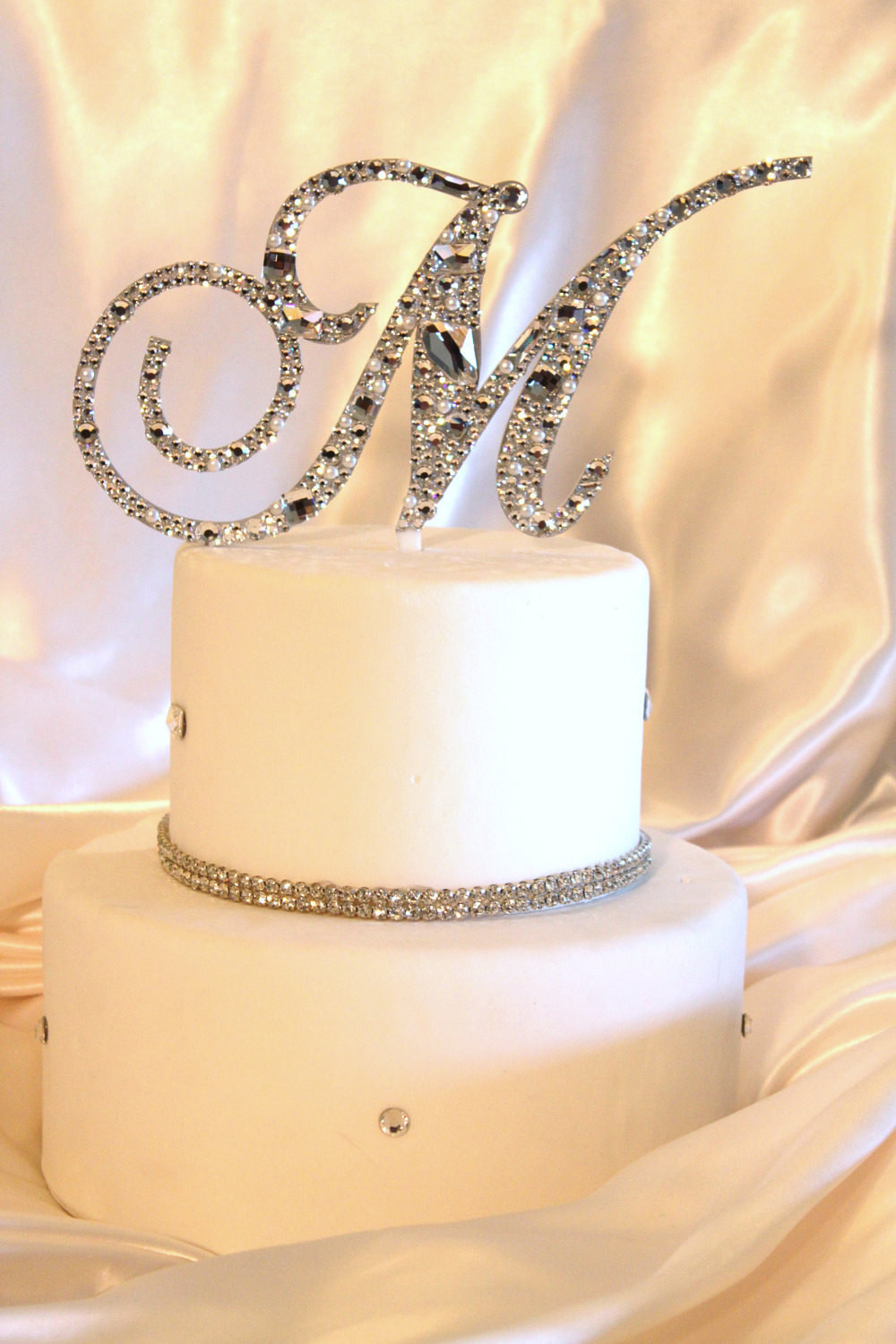 Initial Cake Toppers For Wedding Cakes
 36 Swarovski Mosaic Style Monogram Cake Topper