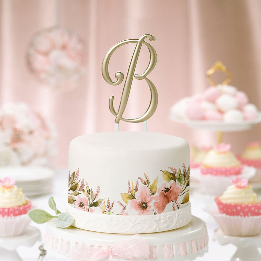 Initial Cake Toppers For Wedding Cakes
 5 Inch Gold Single Initial Monogram Wedding Cake Topper