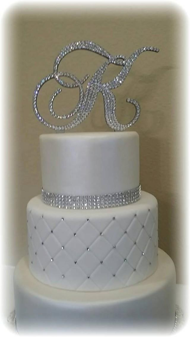 Initial Cake Toppers For Wedding Cakes
 Monogram Wedding Cake Topper Crystal Initial Any Letter A