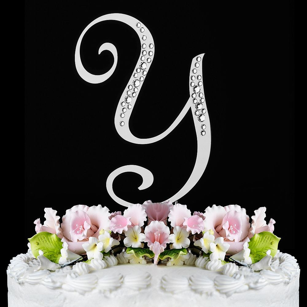 Initial Cake Toppers For Wedding Cakes
 Sparkle Monogram Inital Cake Toppers with Swarovski