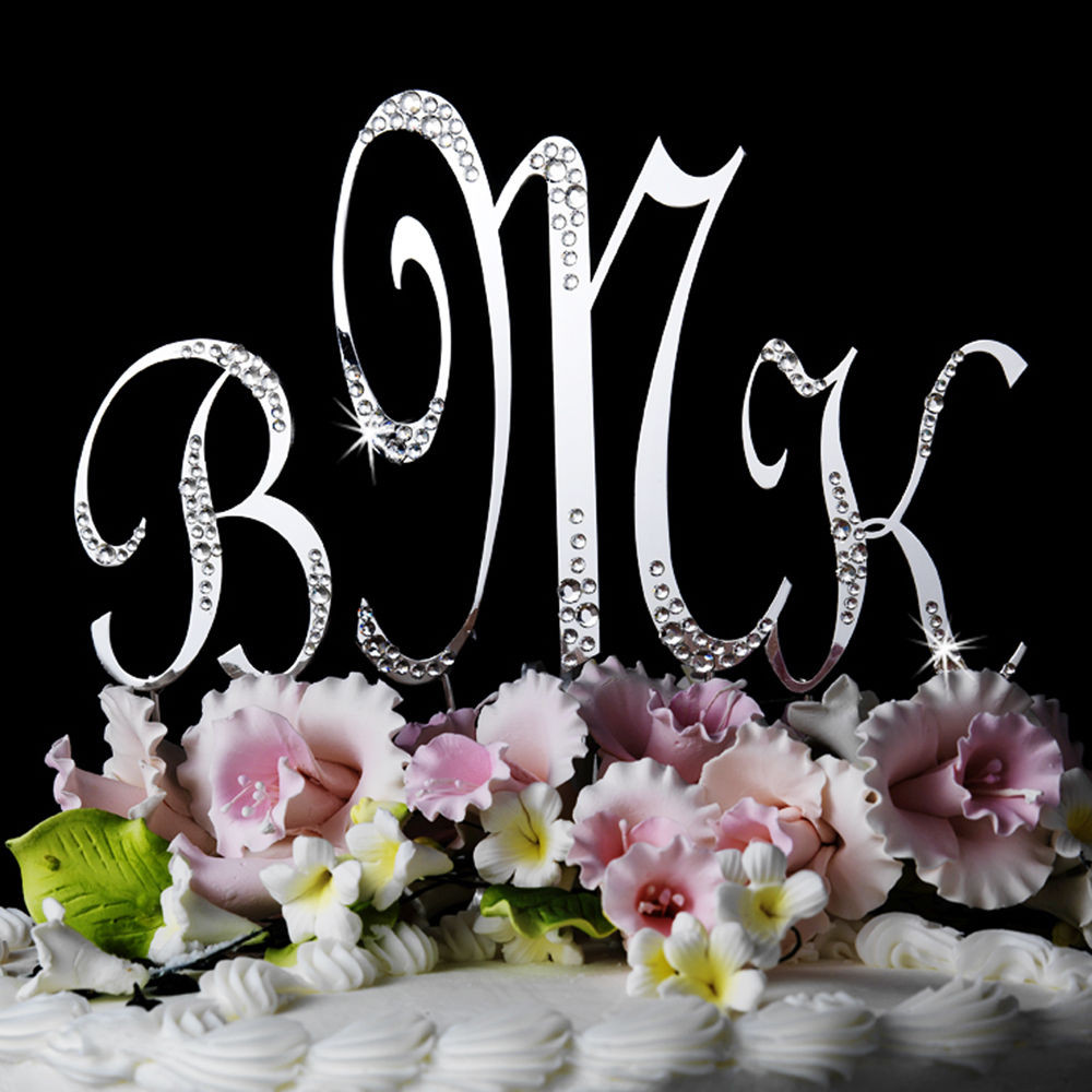 Initials Cake Toppers For Wedding Cakes
 Crystal SPARKLE Monogram Initials Wedding Cake Topper