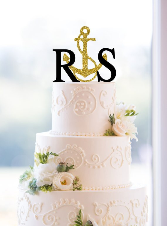 Initials Cake Toppers For Wedding Cakes
 Monogram Wedding Cake Topper Custom 2 Initials Topper with