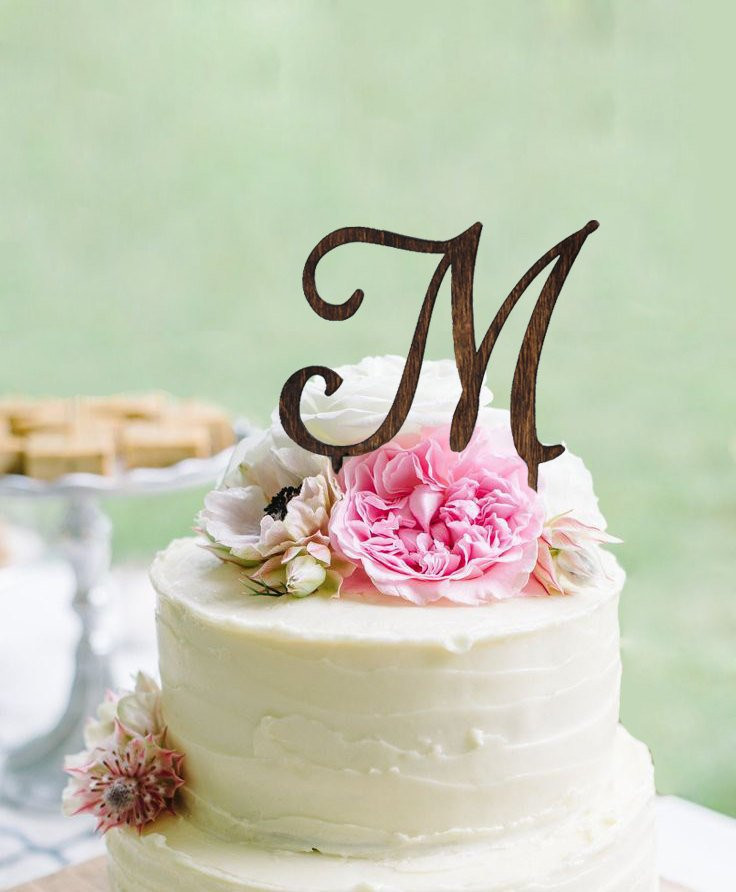 Initials Cake Toppers For Wedding Cakes
 Monogram Wedding Cake topper Wooden Wedding Cake Topper