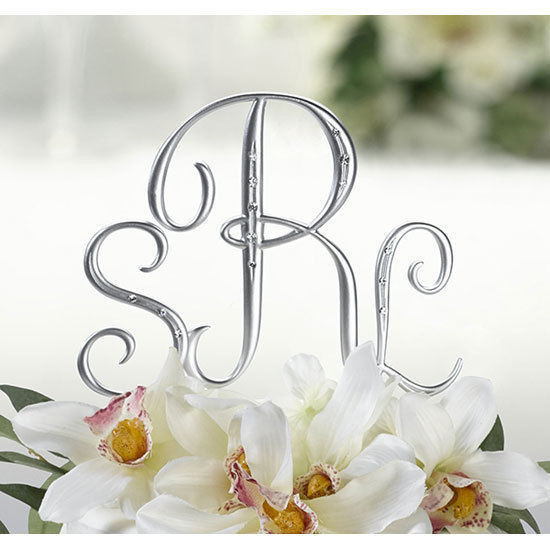 Initials Cake Toppers For Wedding Cakes
 Silver Monogram Wedding Cake Topper Initials Set of 3 with