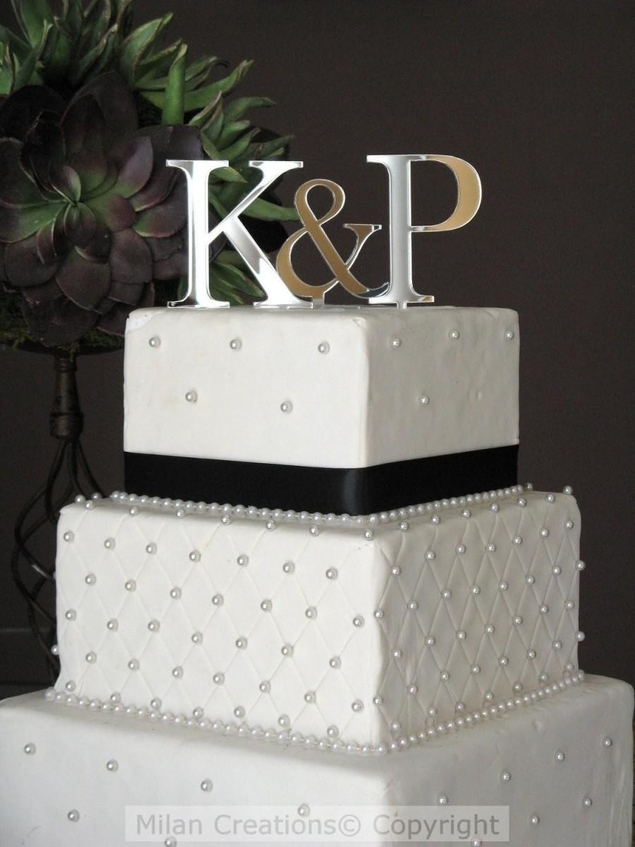 Initials Cake Toppers For Wedding Cakes
 Sale Silver Two Initials Cake Topper For Wedding Cake