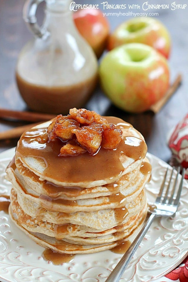 Is Applesauce Healthy
 Applesauce Pancakes with Cinnamon Syrup Yummy Healthy Easy