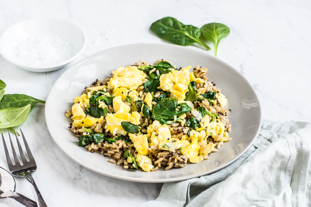 Is Eating Rice For Breakfast Healthy
 Healthy Brown Rice Breakfast Bowl with Eggs and Spinach