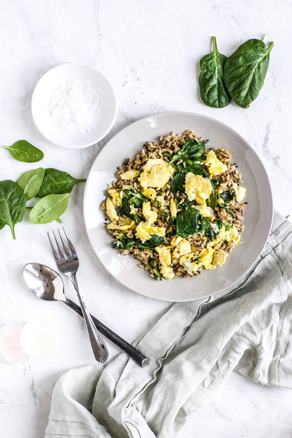 Is Eating Rice For Breakfast Healthy
 Healthy Brown Rice Breakfast Bowl with Eggs and Spinach