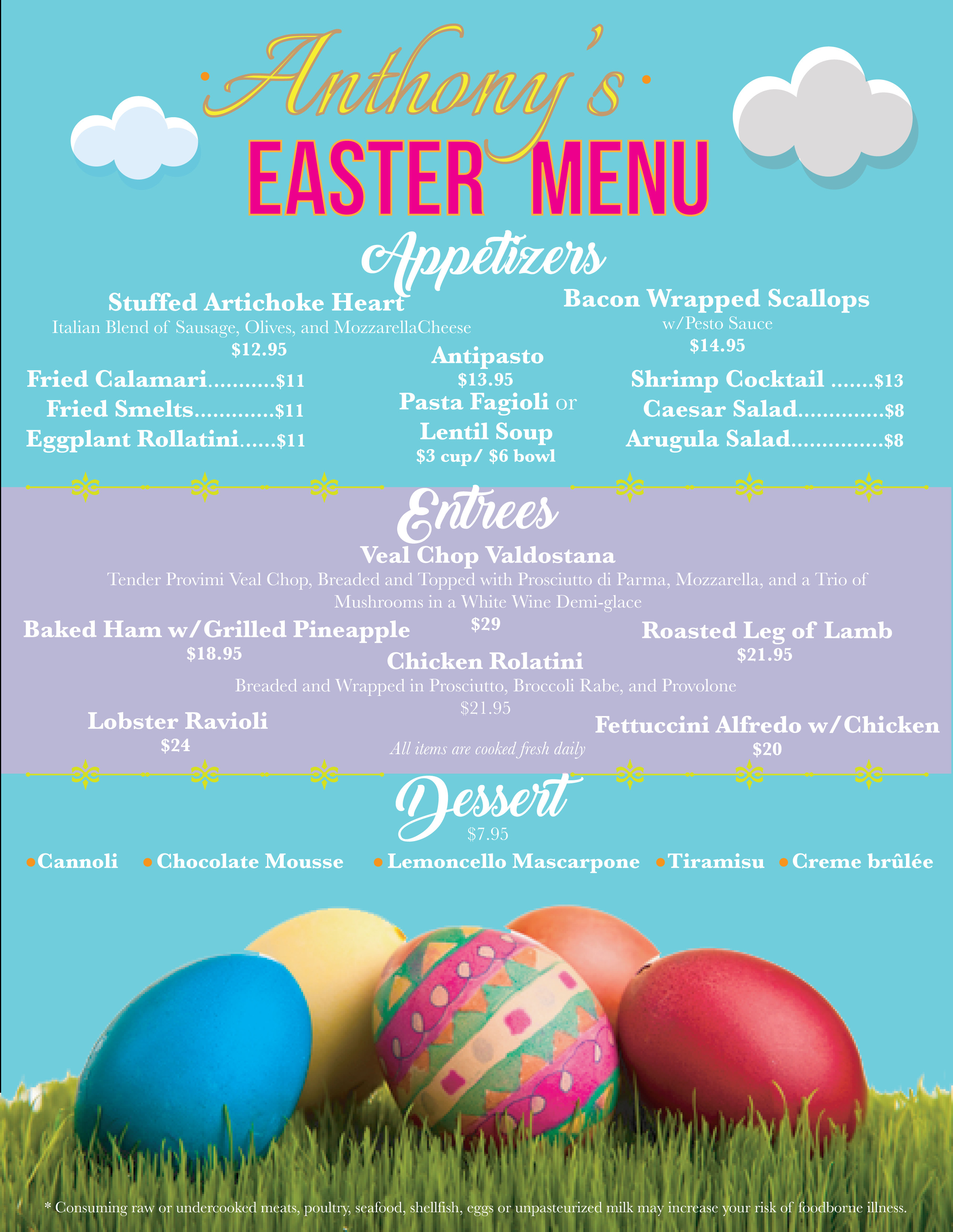 Italian Easter Dinner Menu
 Easter Menu Anthony s Authentic Italian Cuisine