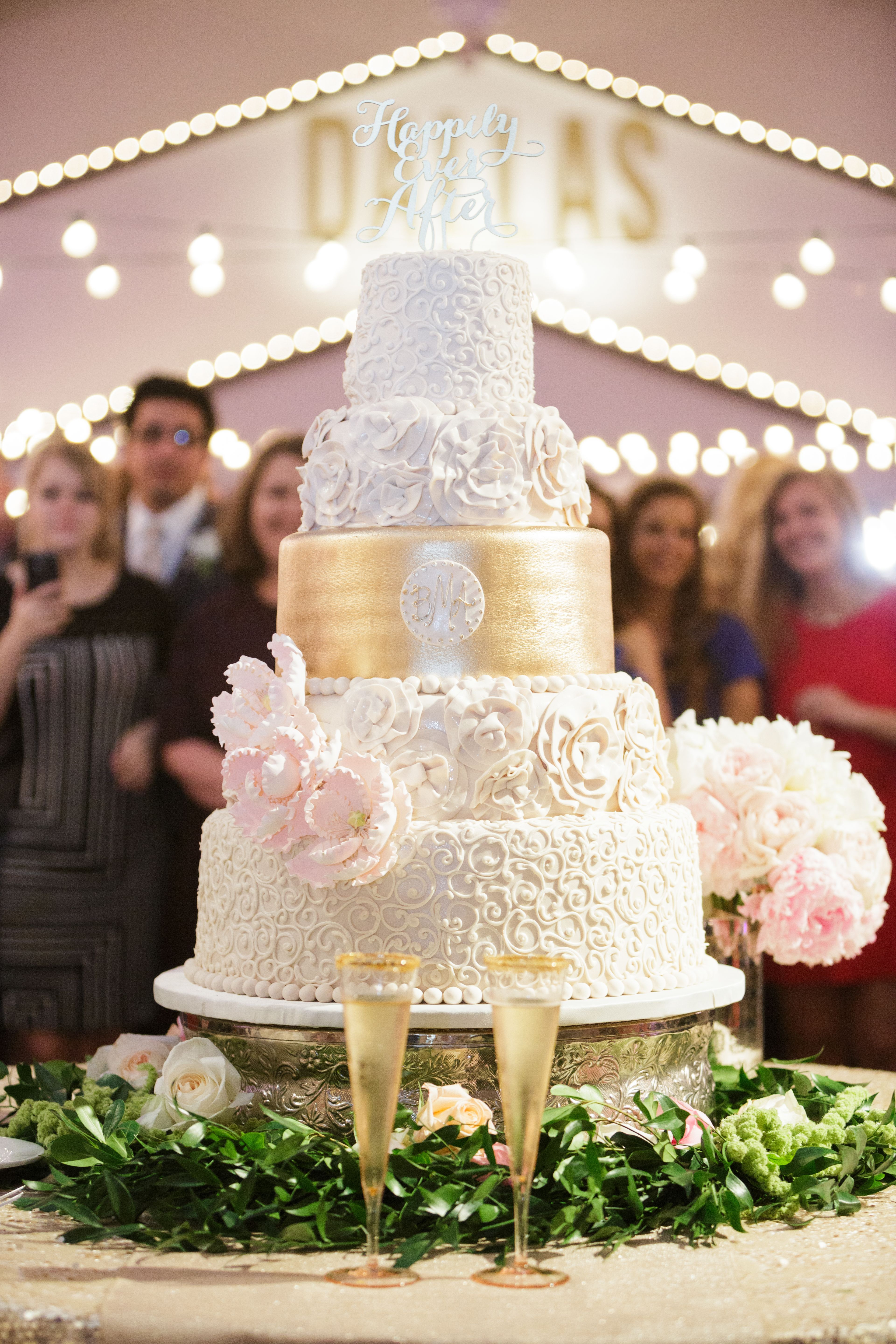 Ivory And Gold Wedding Cakes
 Ivory Gold Wedding Cake with Blush Sugar Flowers