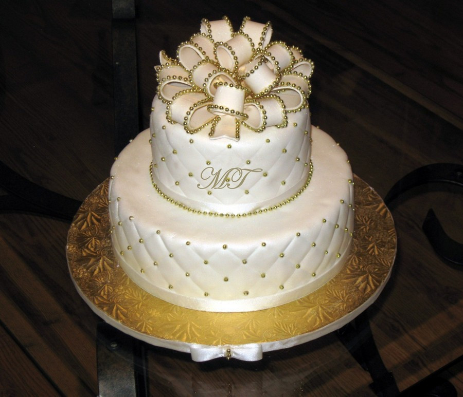 Ivory And Gold Wedding Cakes
 Gold & Ivory Wedding Cake CakeCentral