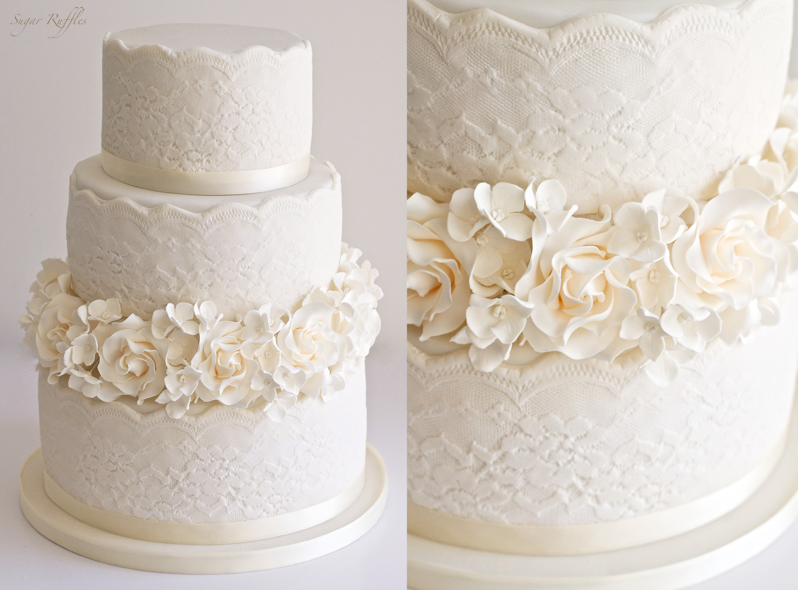 Ivory Wedding Cakes
 Ivory Lace Wedding Cake