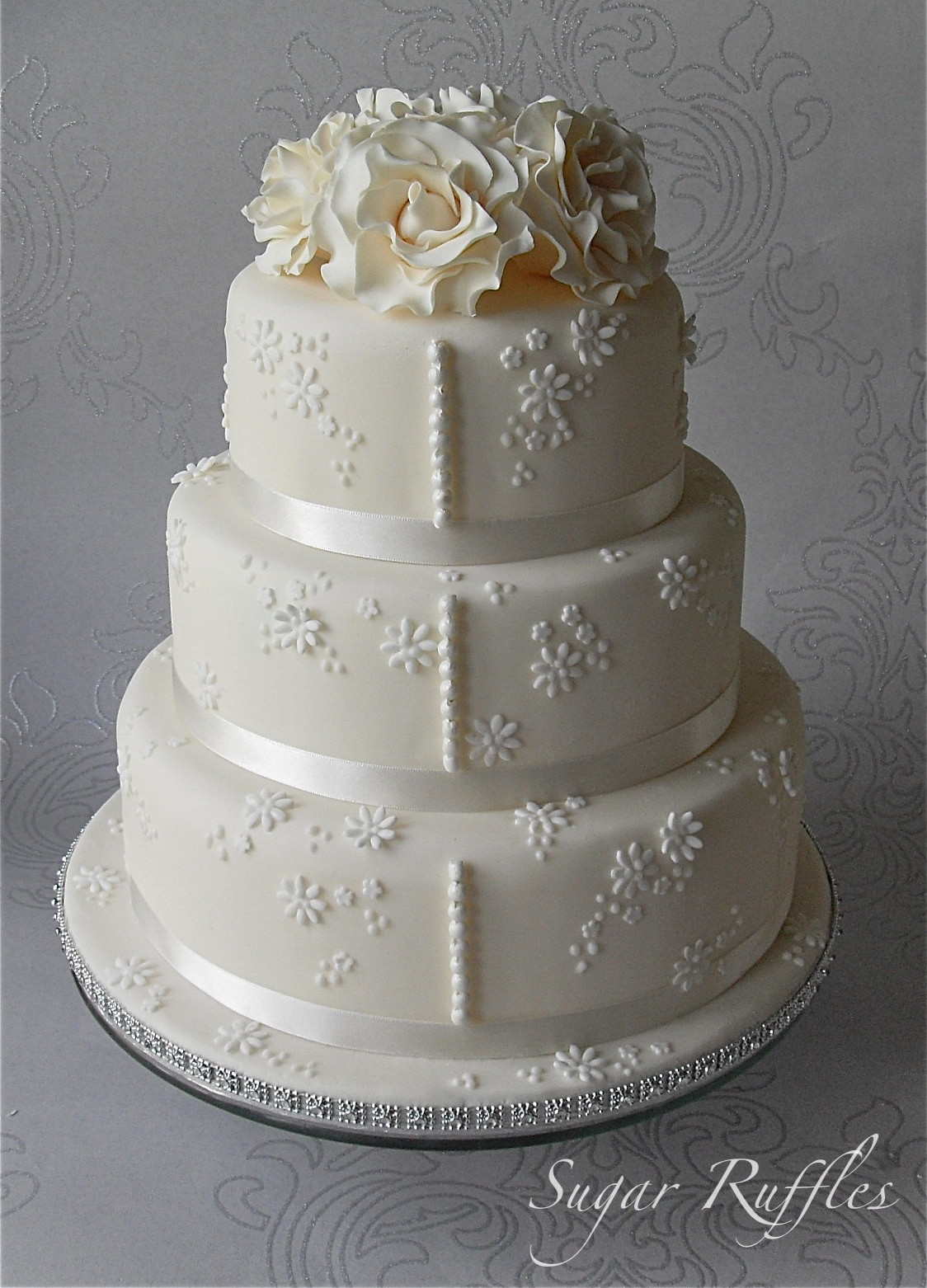Ivory Wedding Cakes
 Floral Ivory Wedding Cake