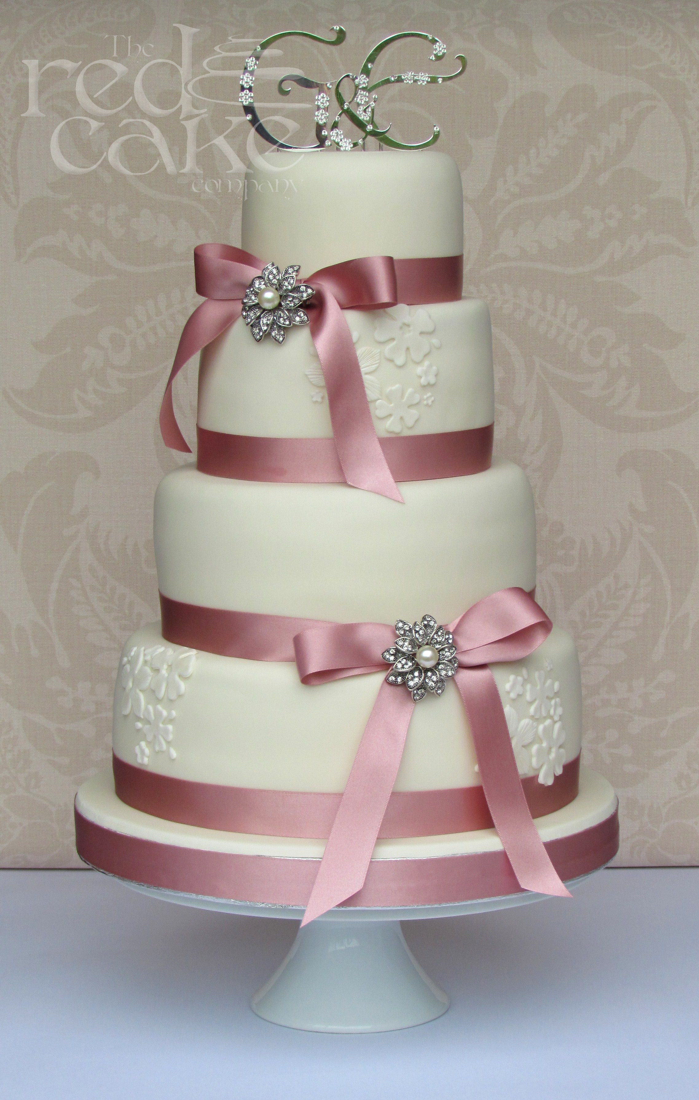 Jewel Wedding Cakes
 Pink & Ivory Jewel Wedding Cake