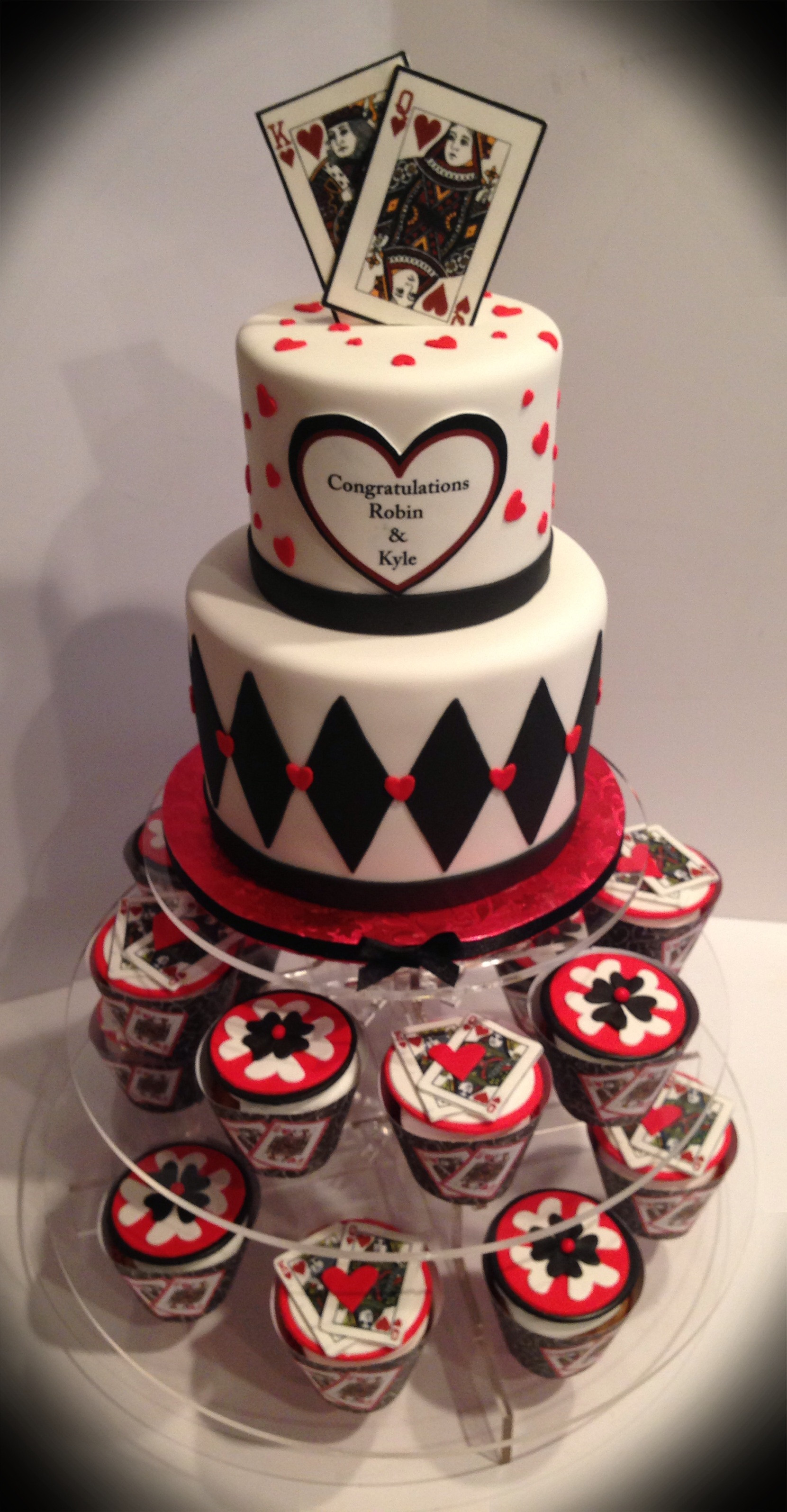King And Queen Wedding Cakes
 King and queen of hearts cake and cupcakes