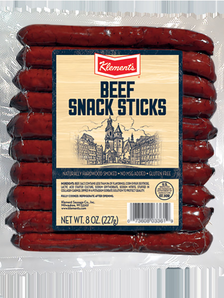 Klements Beef Summer Sausage
 8oz Beef Snack Sticks