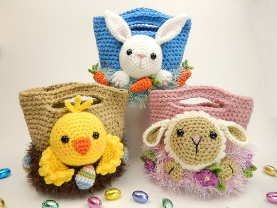 Lamb Easter Basket
 Easter Treat Bags Bunny Chick and Lamb Amigurumi Crochet