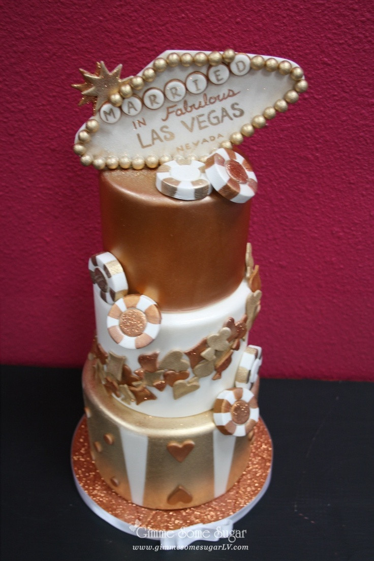 Las Vegas Wedding Cakes
 Bronze and copper Las Vegas themed wedding cake