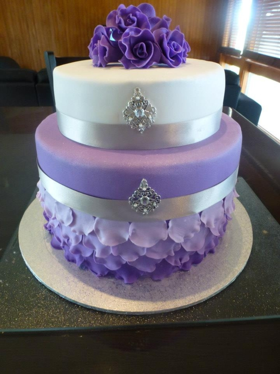 Lavender And White Wedding Cake
 Purple And White Rose Wedding Cake CakeCentral