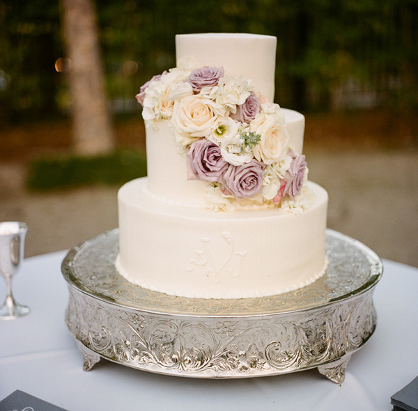 Lavender And White Wedding Cake
 Cream and Lavender Wedding Cake Elizabeth Anne Designs