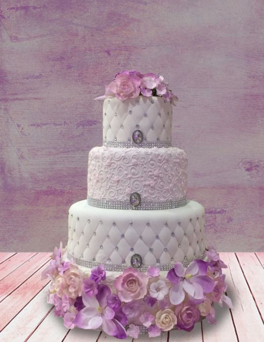 Lavender And White Wedding Cakes
 Lavender and white wedding cake cake by MsTreatz