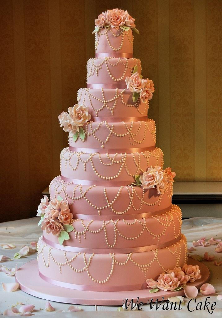 Layered Wedding Cakes
 8 layered Wedding Cake With Edible Pearls Weddbook