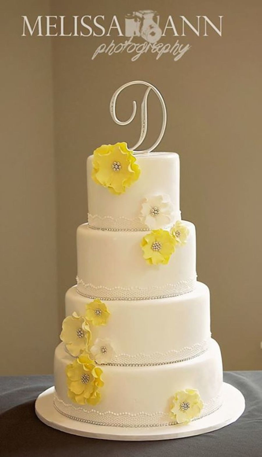 Lemon Wedding Cakes
 Yellow And White Wedding Cake Top And Bottom Tiers Were