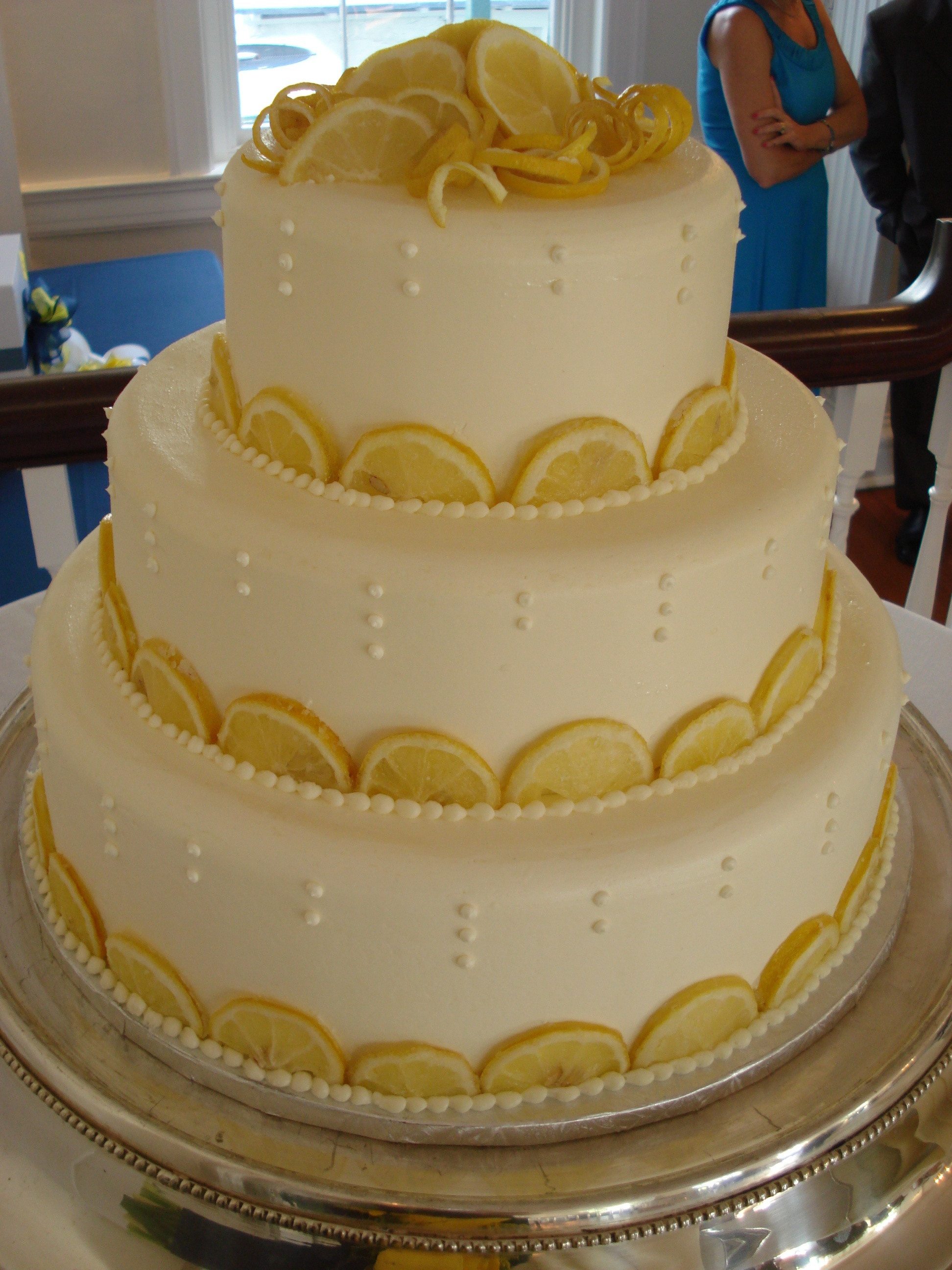 Lemon Wedding Cakes
 yellow and navy blue