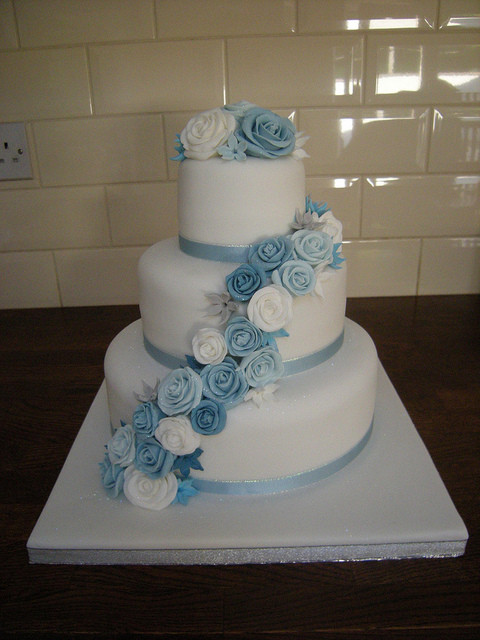 Light Blue Wedding Cakes
 Ice blue wedding cake