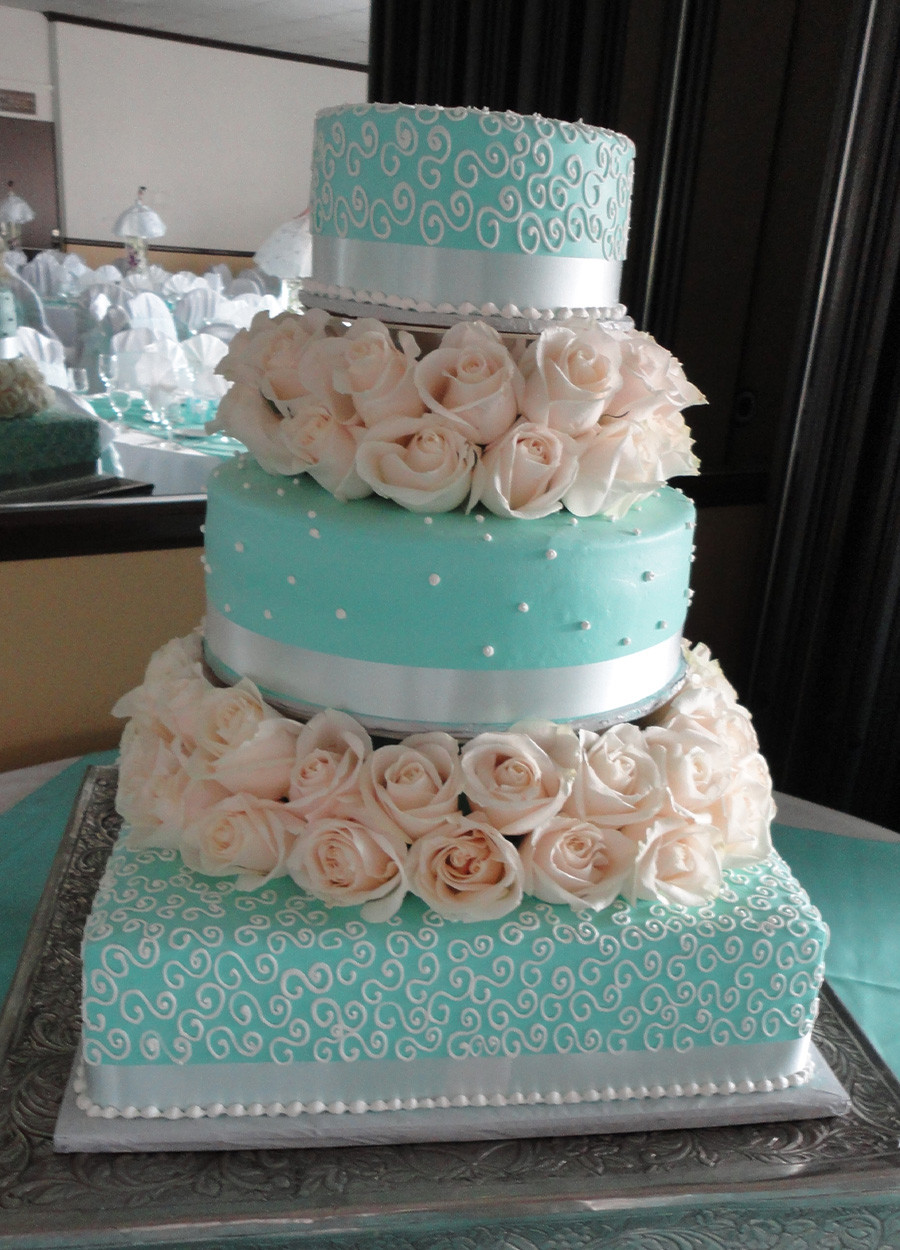 Light Blue Wedding Cakes
 Light blue and white wedding cakes idea in 2017